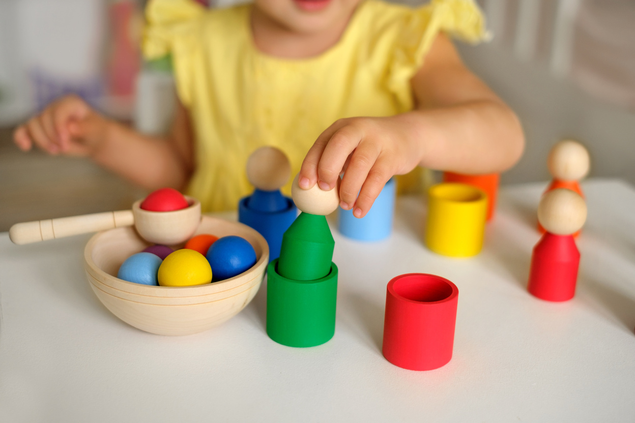 A Wooden Sorter Toy. Children's Educational Games.